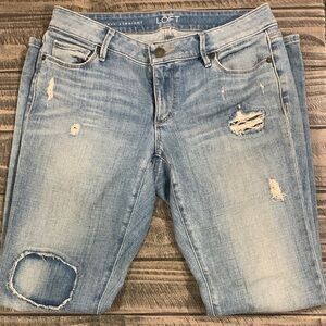 LOFT Women's Faded Blue Curvy Straight Leg Jeans